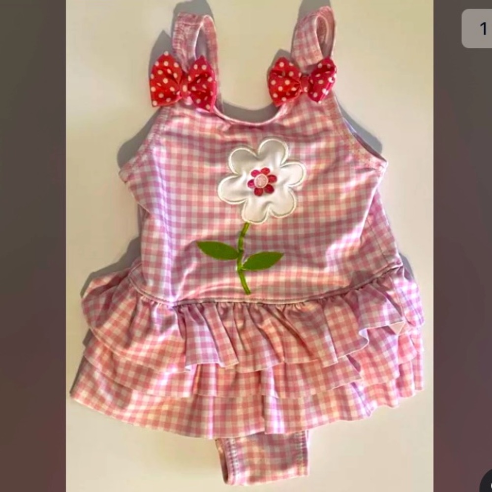 Penny M toddler girls gingham swimsuit